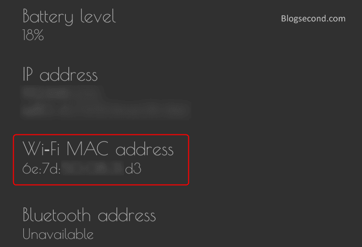 View the Mac address on Android