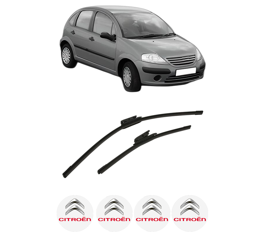 Set stergatoare auto CITROEN C3 I (FC_, FN_) din 2002-2012, pentru parbriz auto, 2 bucati, Bosch Aerotwin, din cauciuc siliconat rezistent, 4 Stickere Auto CITROEN