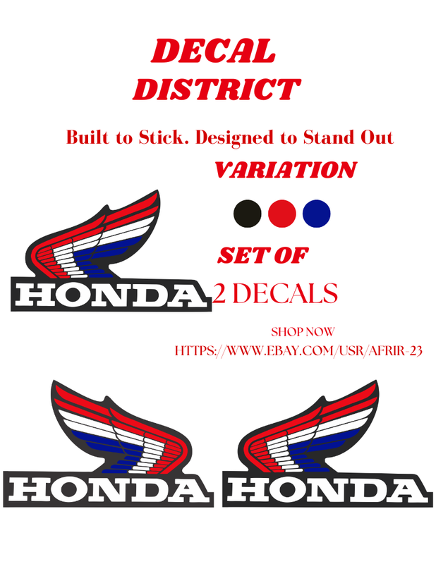 Wing Decal fits Honda Logo gas Tank fuel Sticker Decal water