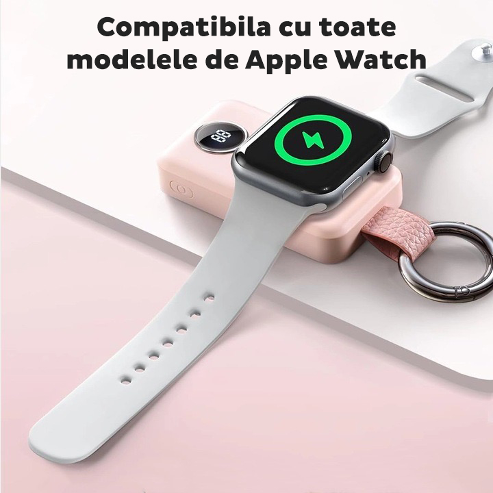 Baterie externa cu incarcare wireless Joyroom JR-WQW01, compatibila cu toate seriile Apple Watch, 3W, Qi Charging, 2000 mAh, Negru imgi 23 Imagine 21