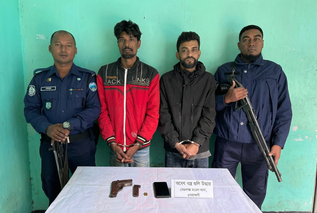 বেগমগঞ্জে বিদেশি পিস্তলসহ দুই সন্ত্রাসী গ্রেপ্তার