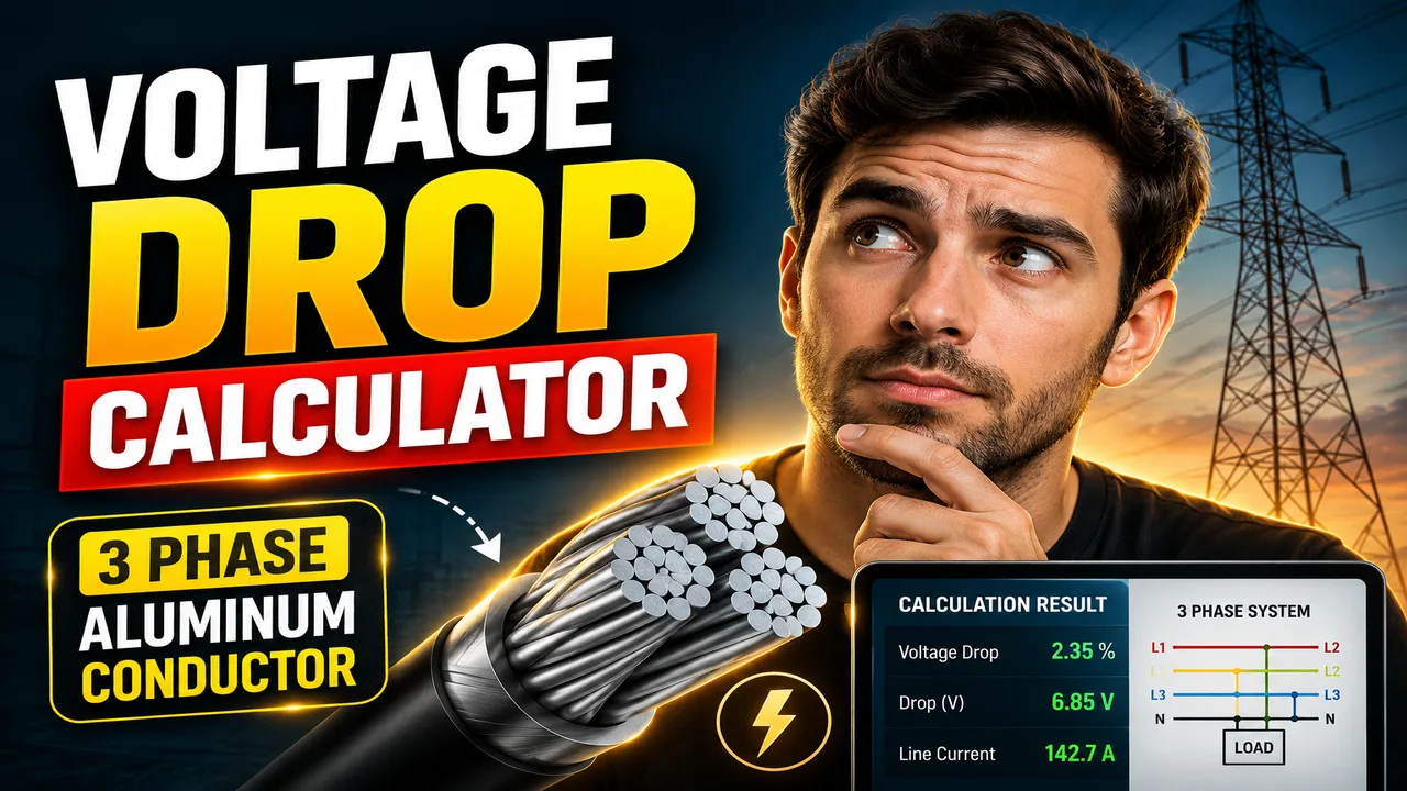 3-Phase Aluminum Conductor Voltage Drop Calculator