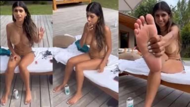 Mia Khalifa   Topless Outdoor Feet Tease