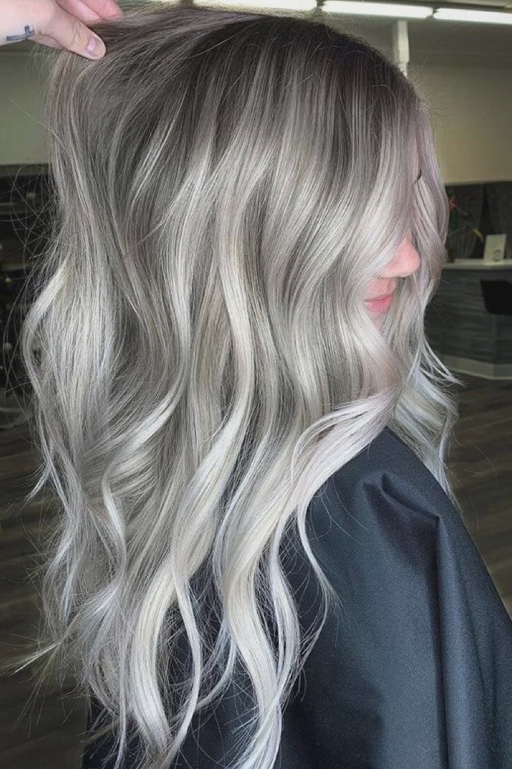 Ash grey long blond hair