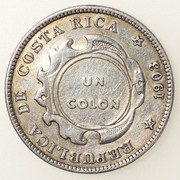 1 colón Costa Rica 1923. Resellado sobre 50 céntimos 1903. PAS5640