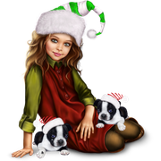 christmas_elf_girl_with_boston_terrier_puppy 24