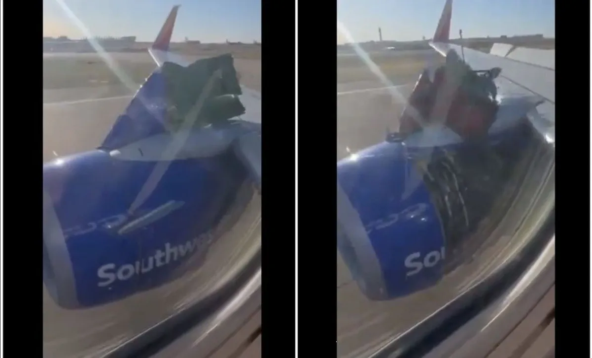 Aterrizaje de emergencia de Southwest Airlines; Se desprende la cubierta de motor (VIDEO)