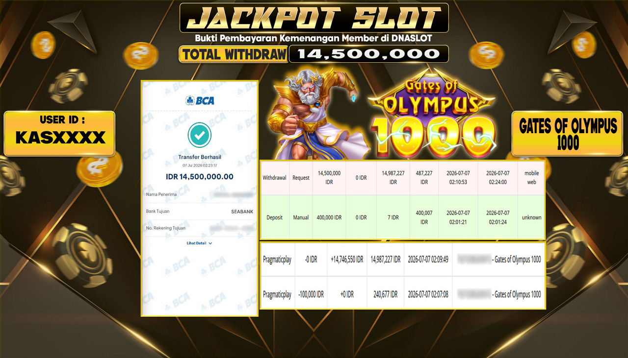 JACKPOT SLOT GATES OF OLYMPUS 1OOO  07 JULY 2026