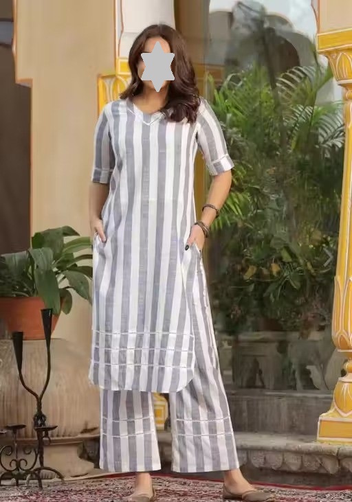 Women Pure Cotton Kurta Palazzo Set Color 1 (KS166)