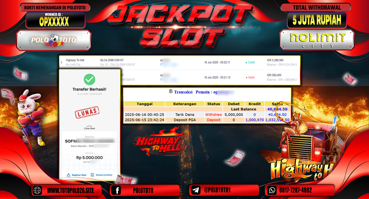 POLOTOTO JACKPOT SLOT MAHJONG WAYS Rp.5.000.000,-