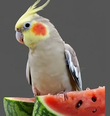 Cockatiels Eat watermelon