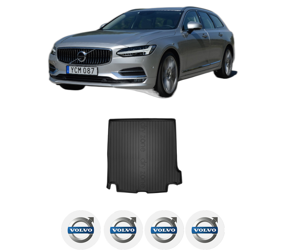 Tavita Portbagaj VOLVO V90 II Estate (235) din 2016-2023, Protectie Portbagaj Auto, 4x Stickere auto cu VOLVO