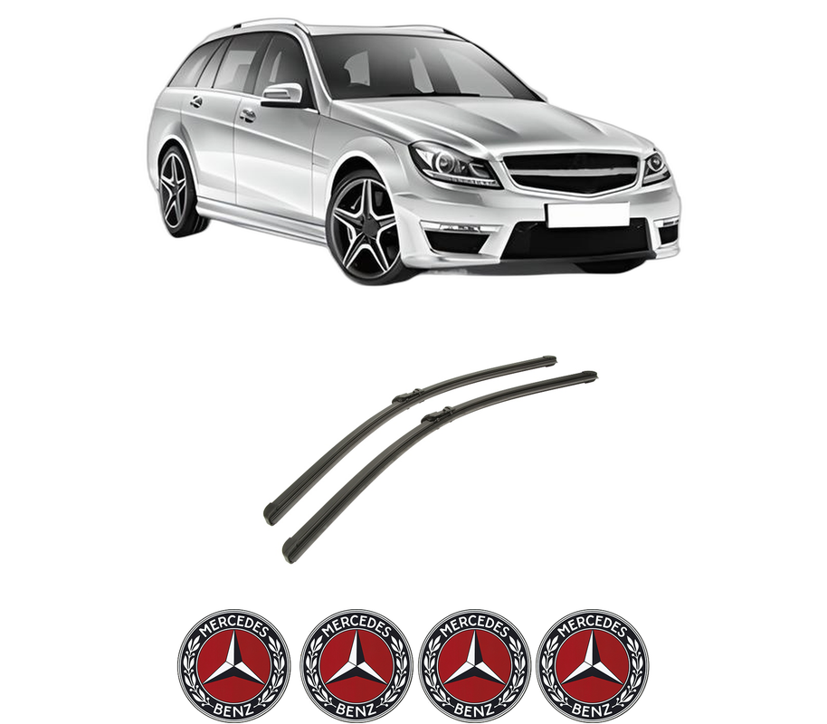 Set stergatoare auto MERCEDES-BENZ C-CLASS T-Model (S204) din 2007-2014, pentru parbriz auto, 2 bucati, Bosch Aerotwin, din cauciuc siliconat rezistent, 4 Stickere Auto MERCEDES-BENZ