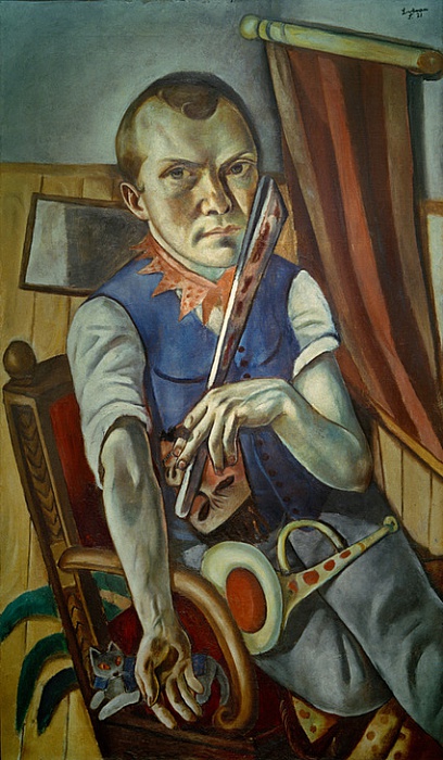 Max-Beckmann-Selbstbildnis-mit-Pritsche-und-Trompete-Selbstbildnis-als-Clown-Meister-Drucke-10