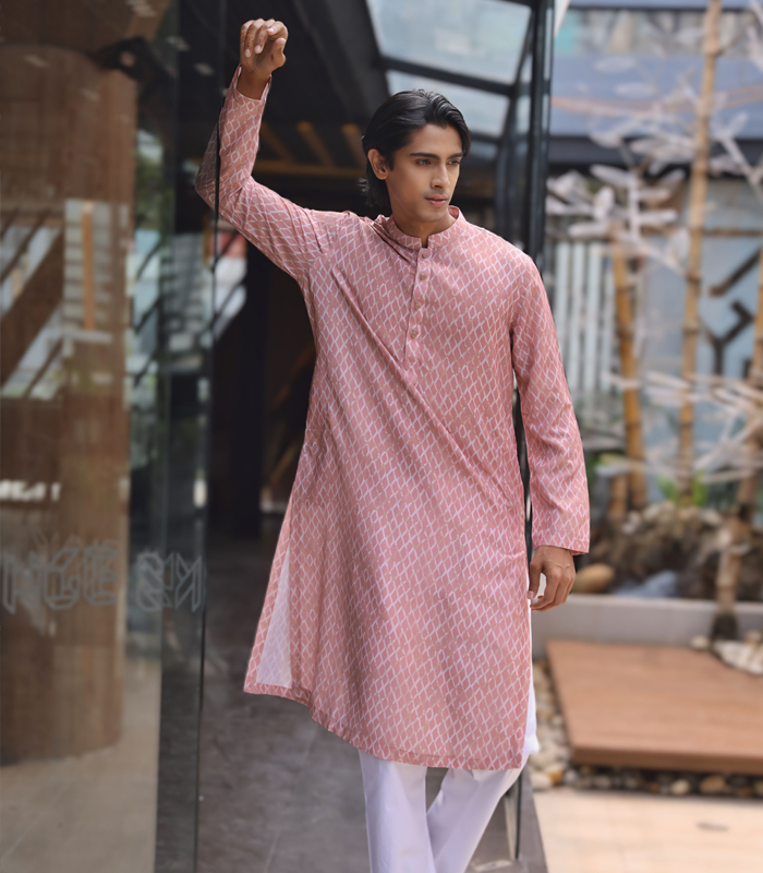 Men’s Exclusive Pink Cross Design Panjabi