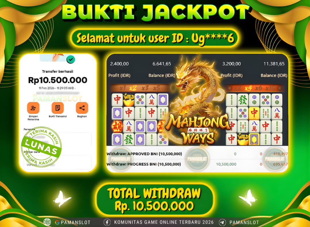PAMANSLOT JACKPOT Game PG - Mahjong Ways Rp.10,500,000- LUNAS