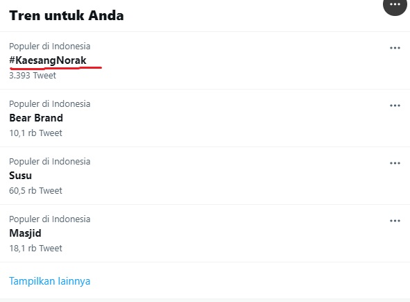 Tagar #KaesangNorak menjadi trending topic Indonesia, Sabtu (3/7/2021)