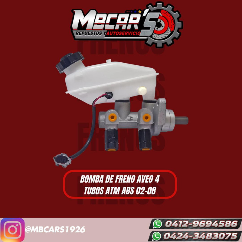 BOMBA DE FRENO 4 TUBOS CHEV AVEO ATM S/ABS 02-08