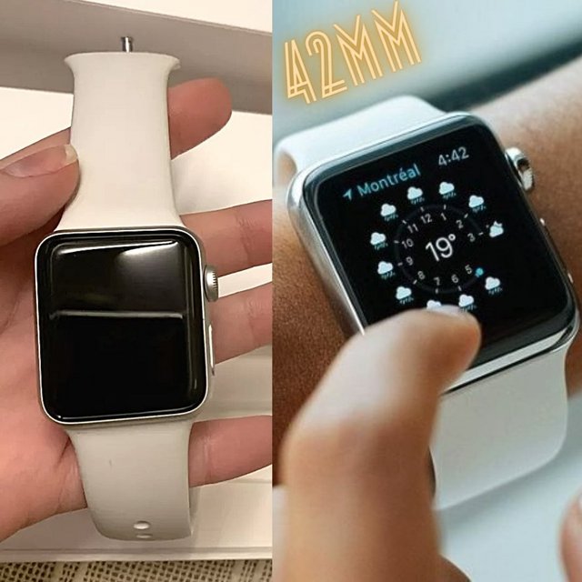 Apple Watch Series 3 (GPS) 42mm Caixa Prateada de Alumínio com Pulseira Esportiva Branca