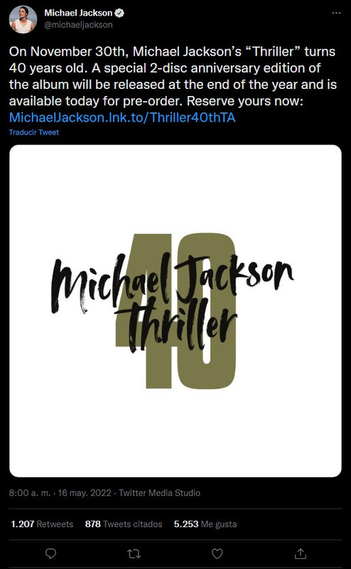 Herederos de Michael Jackson lanzarán edición especial del álbum Thriller
