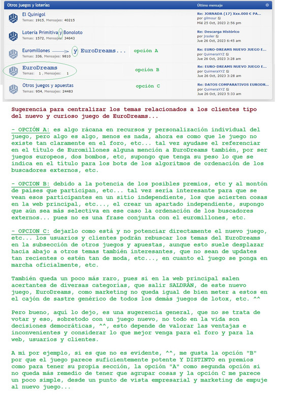 para los clientes de eurodreams del foro v001