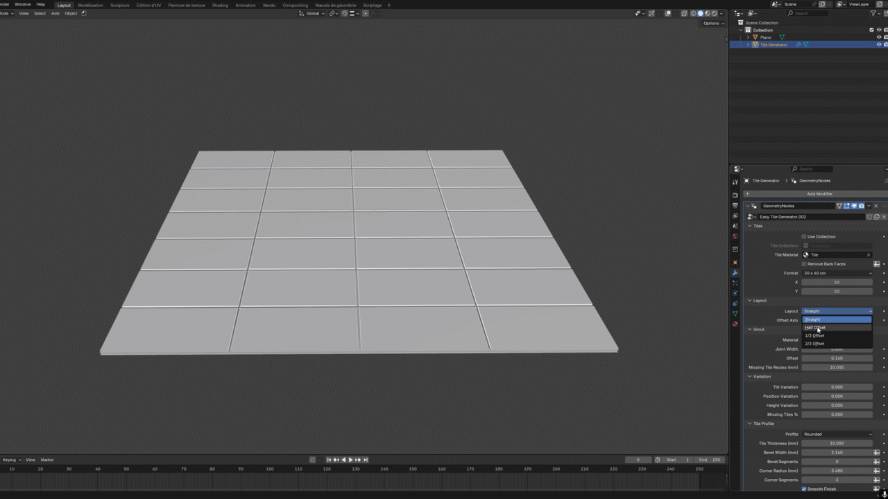 Straight and staggered tile layout patterns