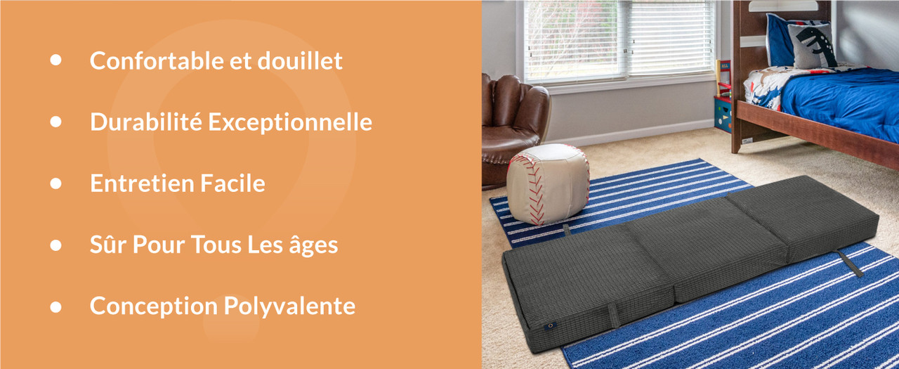 Loft 25 Matelas Pliable Invité - intérieur Matelas futon pliant 2 en 1 -  Canapé-lit pour adultes et enfants - Ardoise