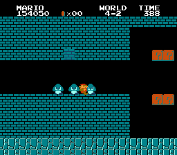 Landing between the second and third Goombas in World 4-2.
