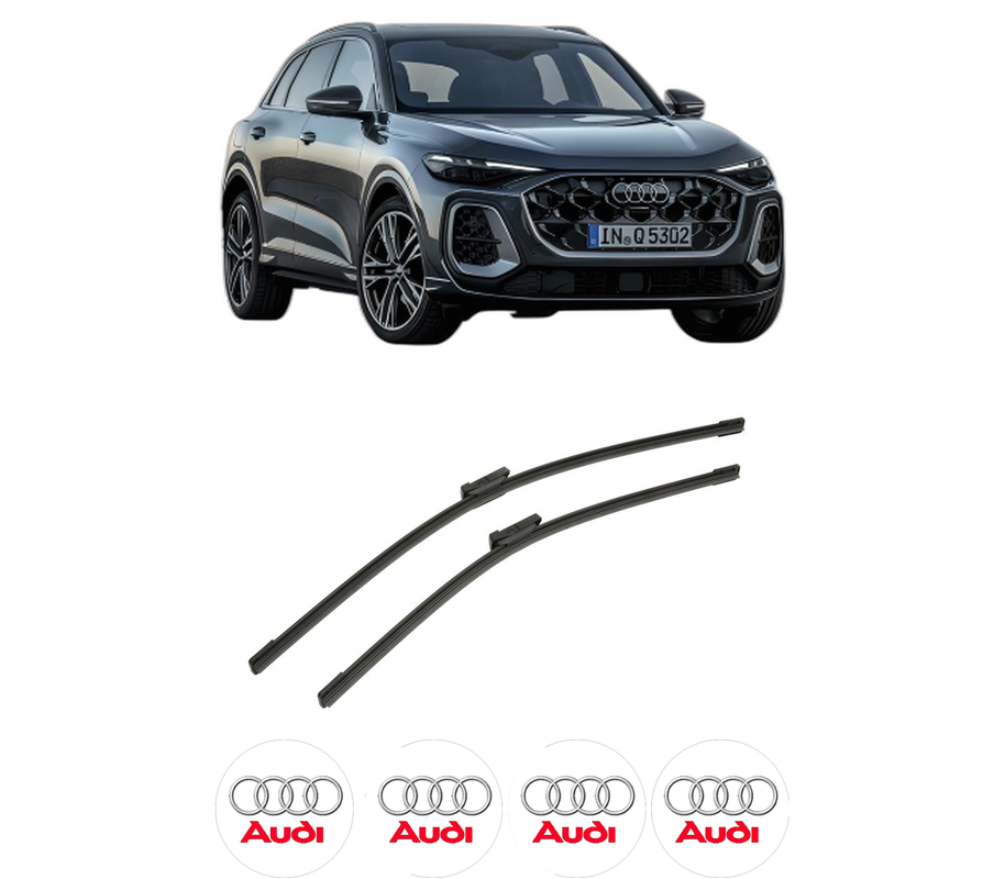Set stergatoare auto AUDI Q5 (GUB) din 2025, pentru parbriz auto, 2 bucati, Bosch Aerotwin, din cauciuc siliconat rezistent, 4 Stickere Auto AUDI