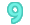 the left half of a bow-like symbol; colored cyan.