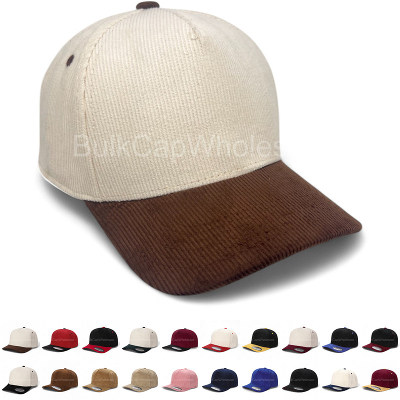 Baseball Cap Snapback Adjustable Size Corduroy Hat 5 Panel class=
