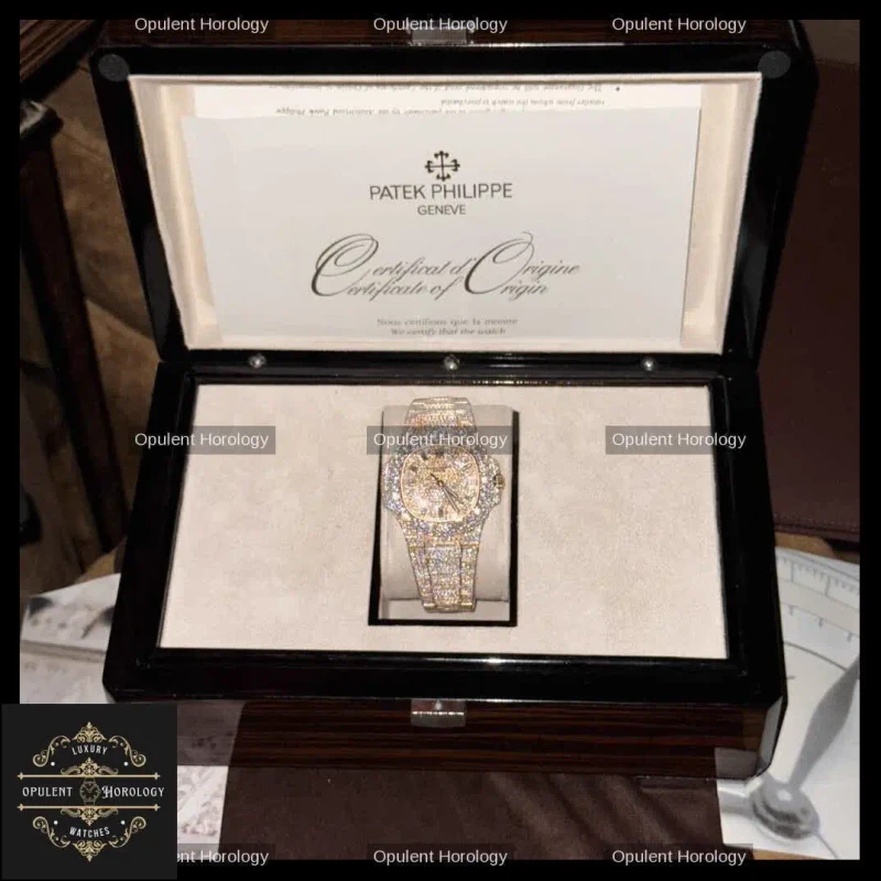 Patek Philippe Nautilus 5719 – 40 mm Full Moissanite 18K Gold-Plated Edition - Super Clone