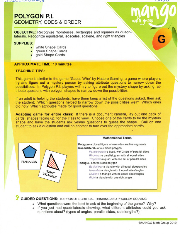 Polygon P.I.: Geometry, Odds & Order (Kit)