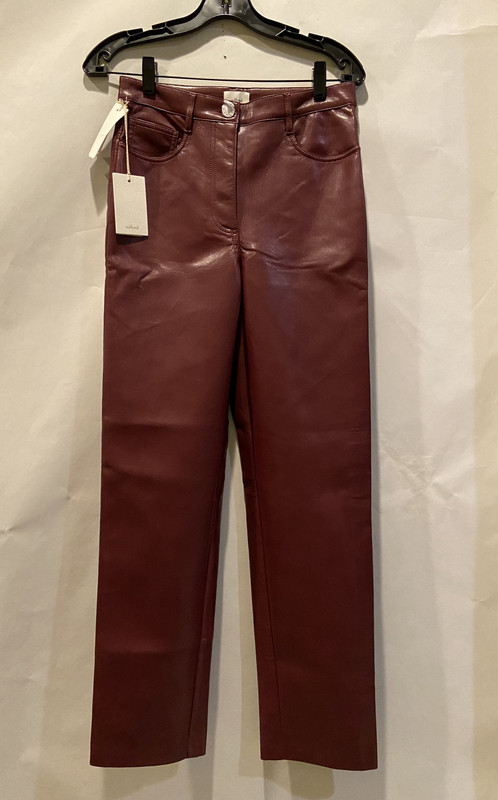 WILFRED MELINA SPICED BURGUNDY HIGH WAISTED VEGAN LEATHER PANT SIZE 8 STRAIGHT