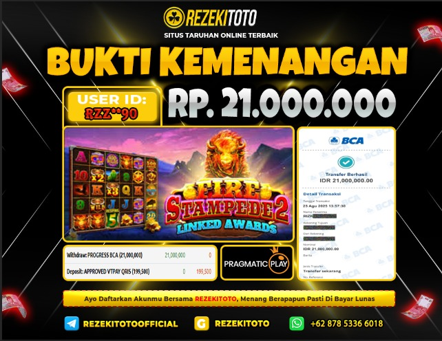 BUKTI KEMENANGAN 25 AGUSTUS 2025 FIRE STAMPEDE 2 21 JUTA 