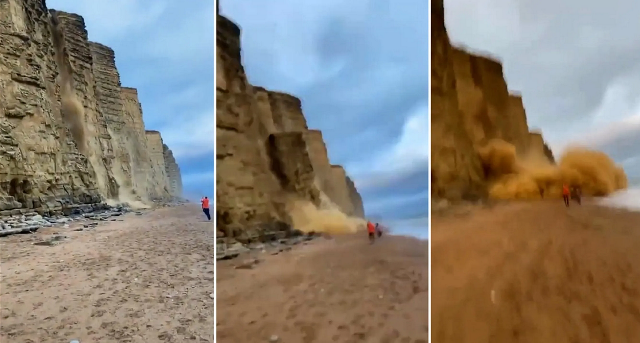 ¡Hechos papilla! Así iban a terminar unos turistas tras enorme derrumbe: video