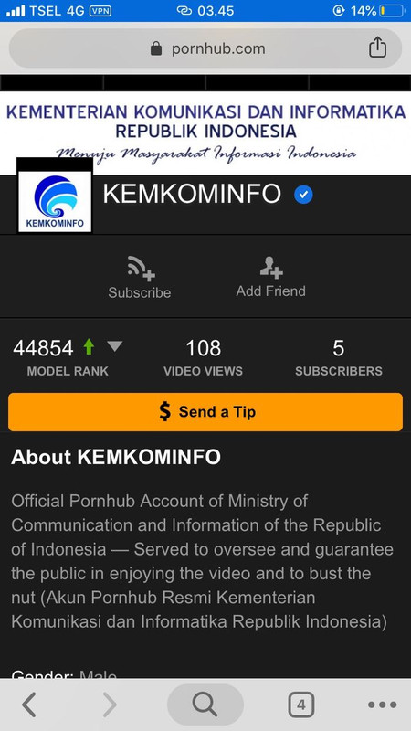 Beredal foto akun Kemkominfo berada di salah satu situs porno