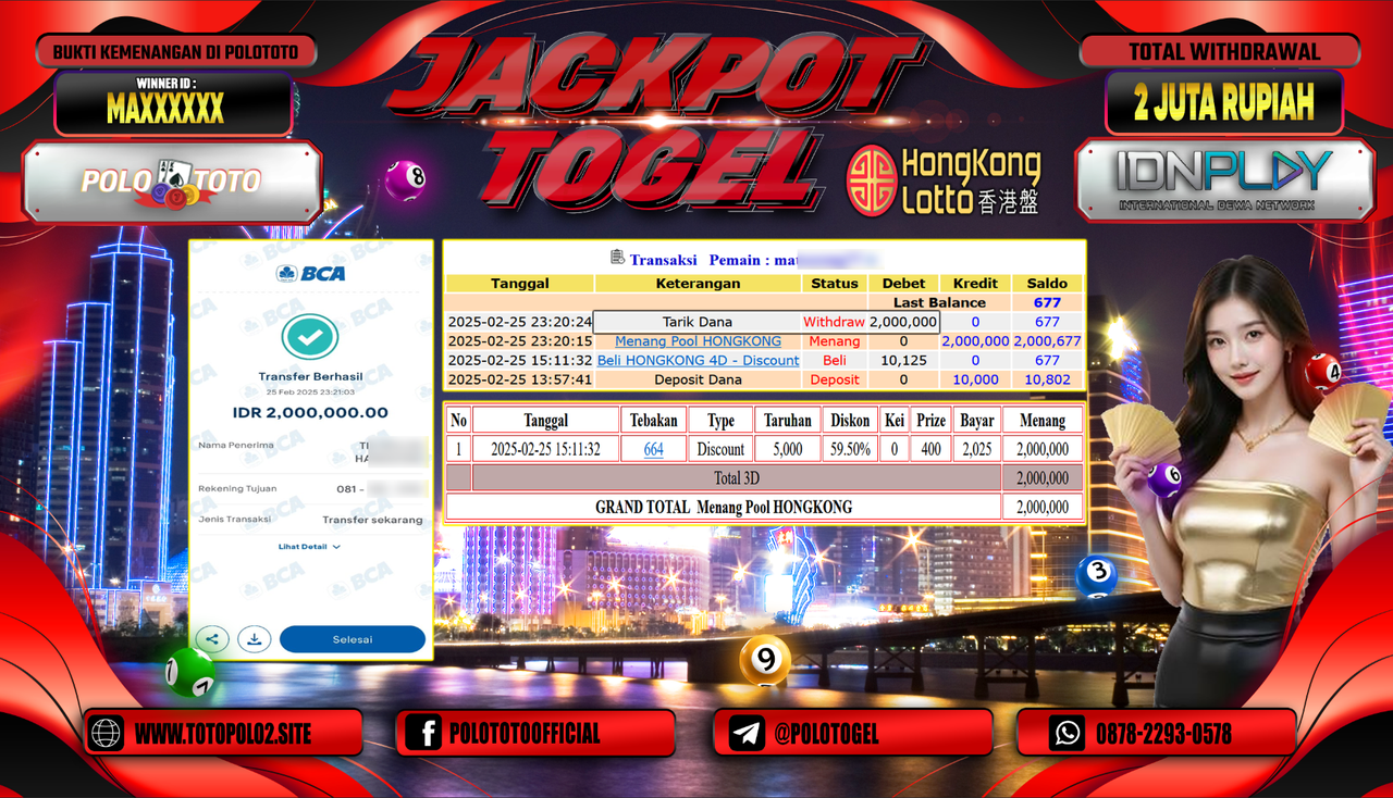 POLOTOTO JACKPOT TOGEL HONGKONG LOTTO Rp.2.000.000,-