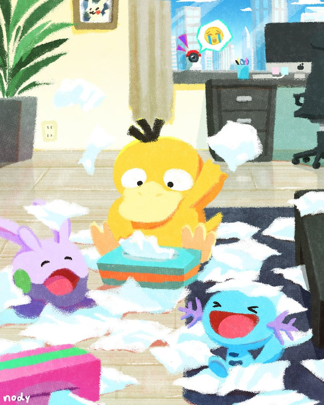 psyduck-goomy-and-wooper-pokemon-drawn-b