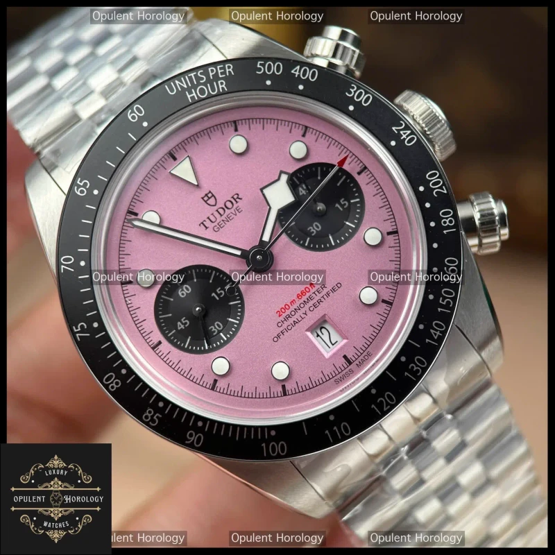 Tudor Black Bay Chronograph Replica 41mm Pink Salmon Dial Steel Bracelet ETA 7750