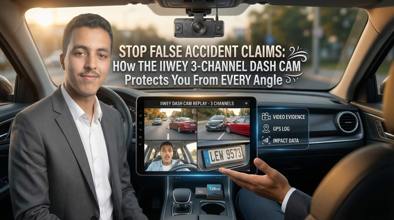 IIWEY 3 Channel Dash Cam full setup