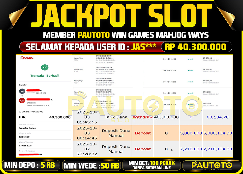 BUKTI JACKPOT LUNAS PAUTOTO