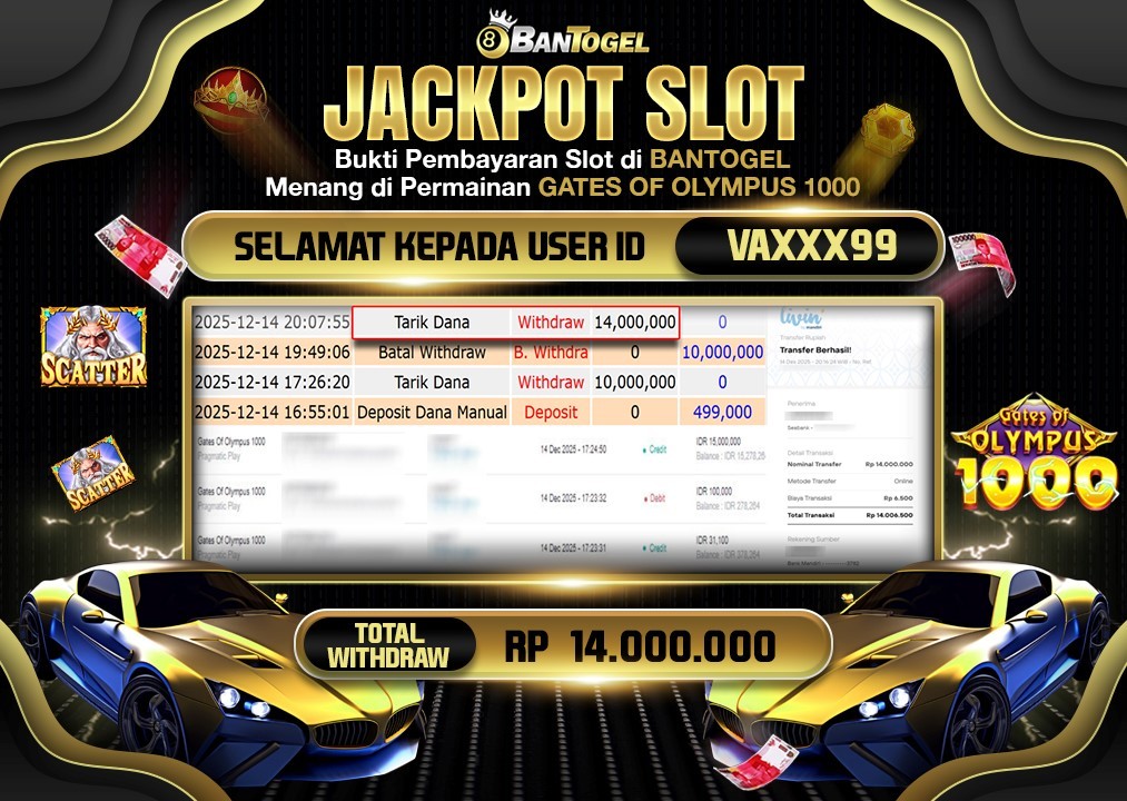 BUKTI JACKPOT LUNAS BANTOGEL