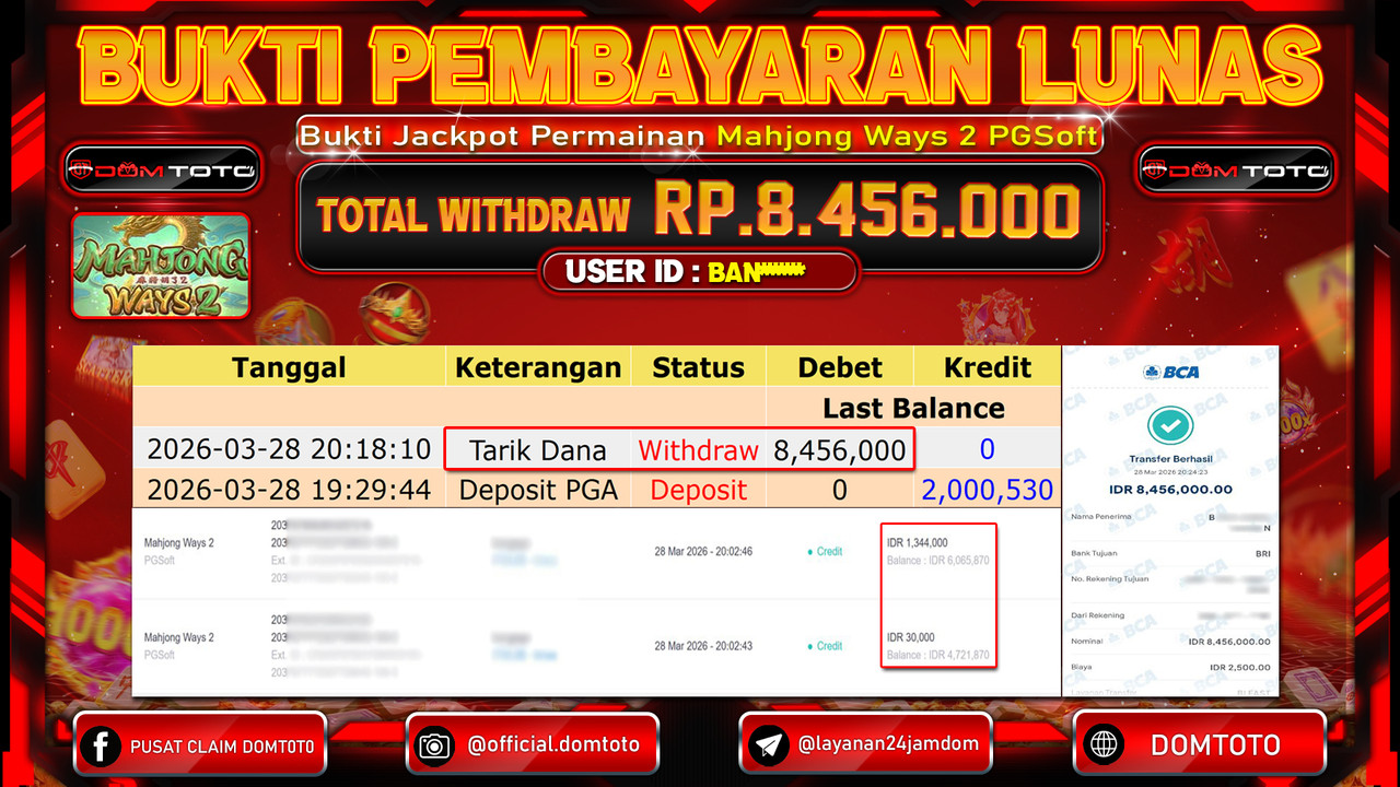 JACKPOT SLOT Mahjong Ways PGSoft 28 MARET 2026