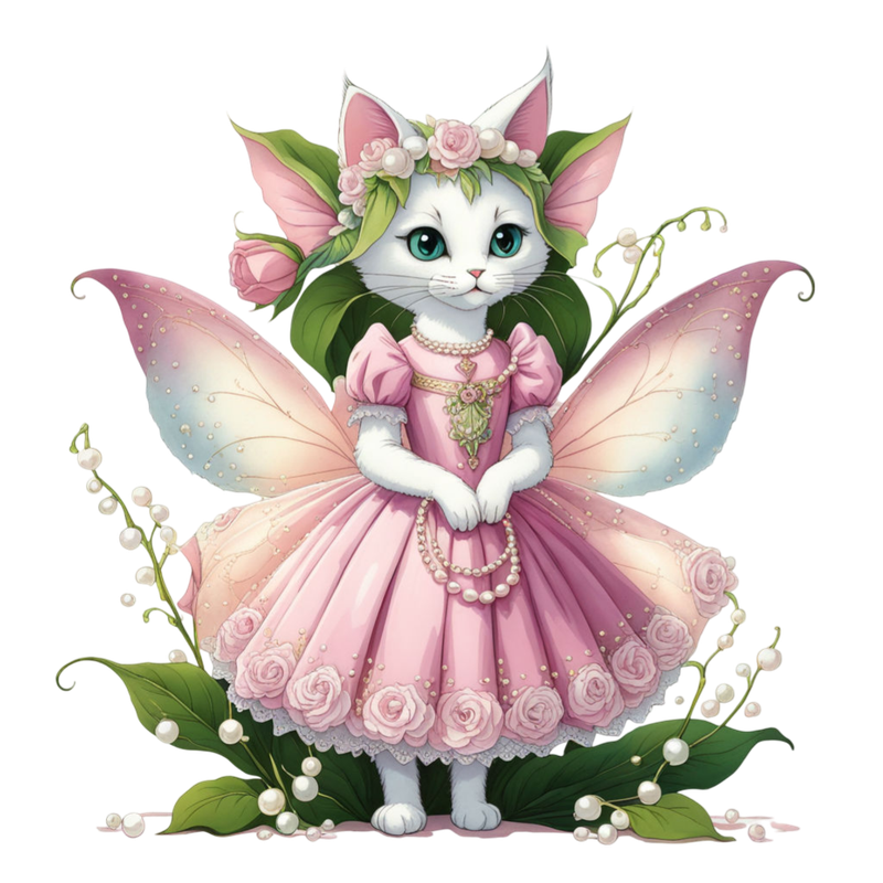 white-cat-elf-standing-left-and-right-lily-of-valley-in-a-rose-pretty-dress-with-pearls-226374353(2)