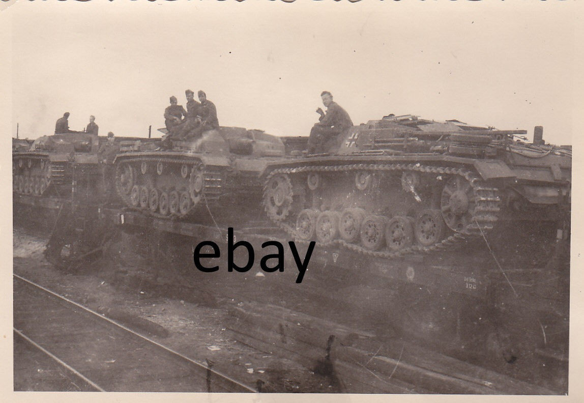 Foto Panzer Sturmgeschütz Stug Eisenbahn-Transpo