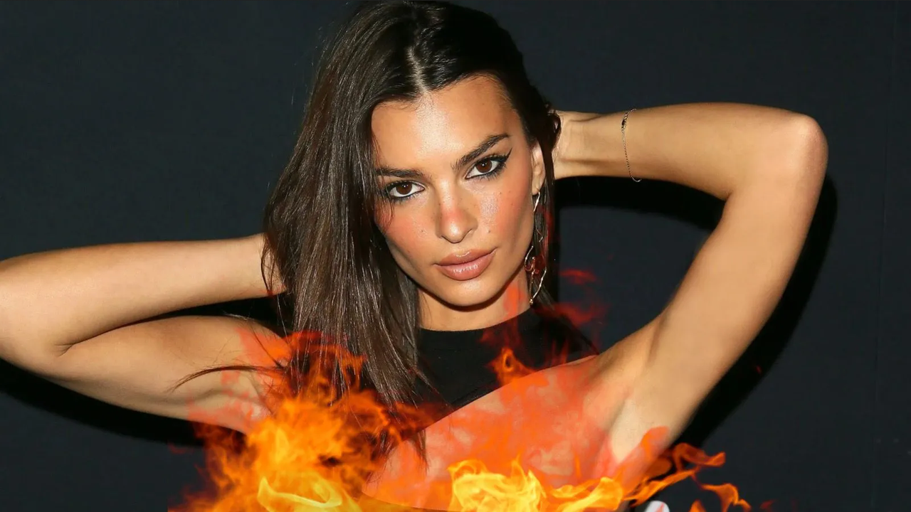 Transparente vestido de Emily Ratajkowski deja ver su lencería de hilo