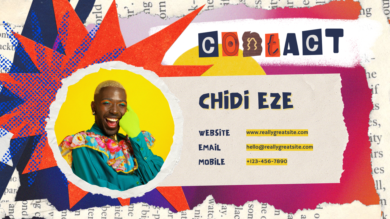 Yellow and Blue Scrapbook Graphic Design Creative Portfolio Presentation