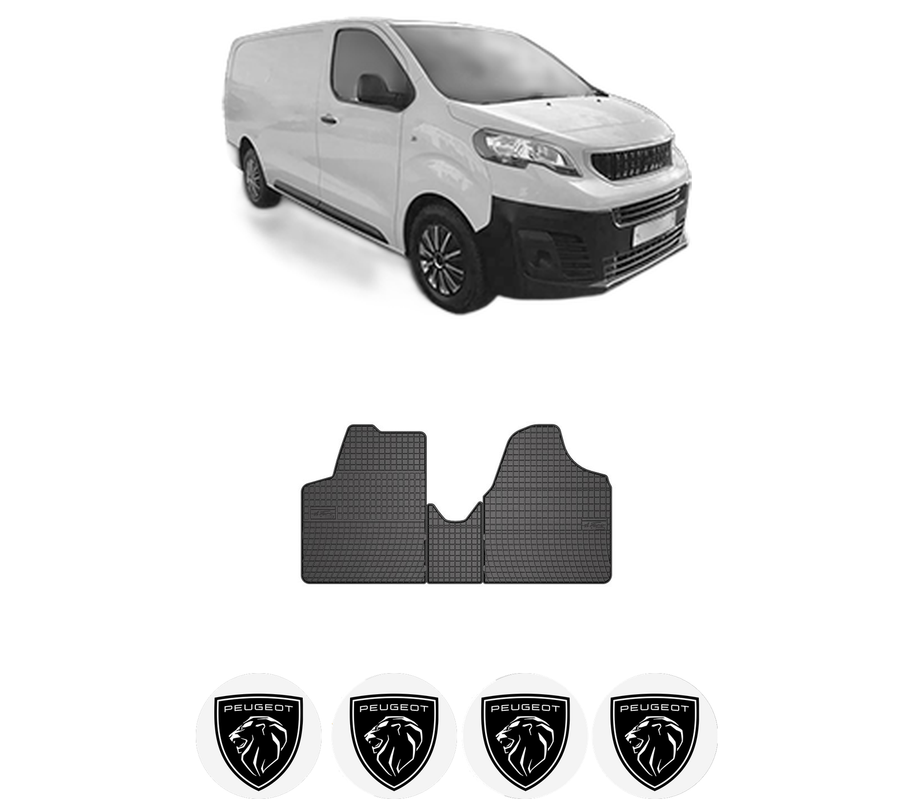 Set covorase presuri PEUGEOT EXPERT din 2007-2016, auto, din cauciuc thermoplastic, 4 Stickere auto cu PEUGEOT