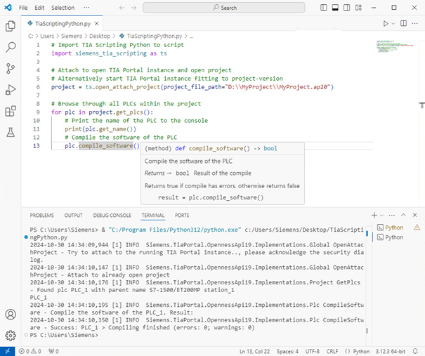 TIA Portal Openness interface (TIA Scripting Python) TIA Portal Openness interface (TIA Scripting Python)